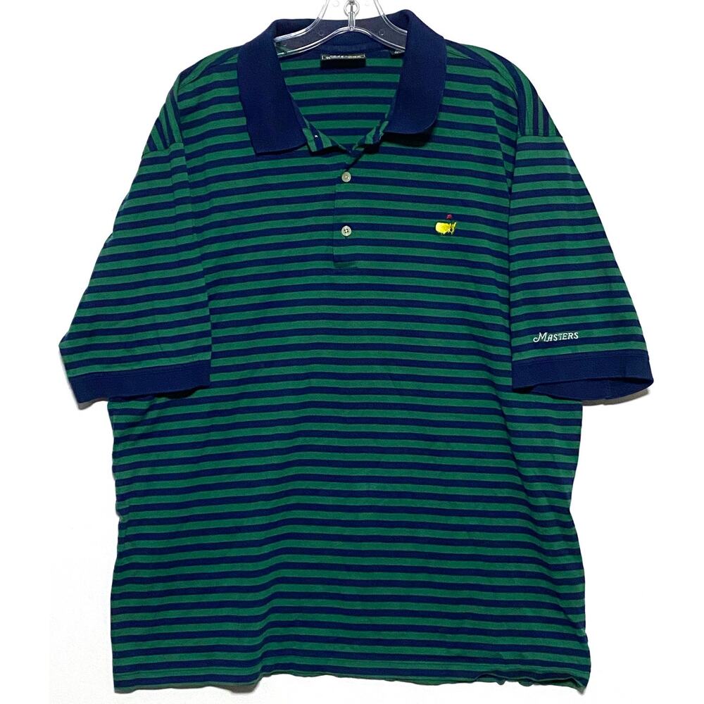 Masters Collection Golf Polo Shirt Striped Mens XL 60s Two Ply Mercerized Cotton